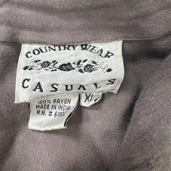 Vintage 90s Country Wear Casuals Cottagecore Fairy Taupe Floral Weave Shirt / XL - Picture 8 of 9